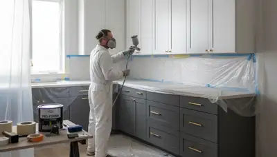 Cabinet painting service in San Mateo, CA for durable kitchen and bathroom finishes
