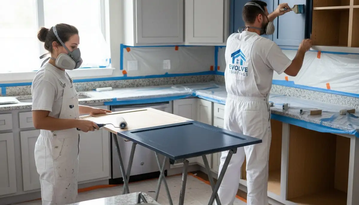 Cabinet painting service in San Mateo, CA for kitchens and bathrooms with durable, smooth finish