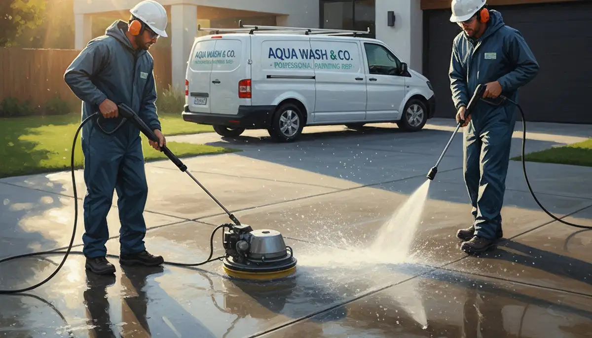San Mateo, CA concrete pressure cleaning by Paint Pros removes moss, stains, and grime