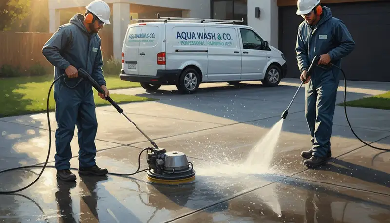 San Mateo, CA concrete pressure cleaning by Paint Pros removes moss, stains, and grime