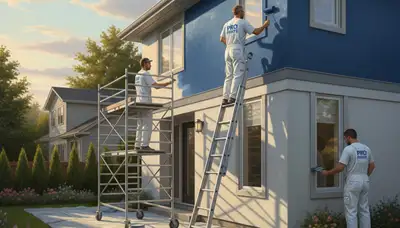 San Mateo, CA exterior house painters applying durable exterior paint finish