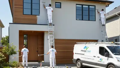 San Mateo, CA painters applying exterior house paint for durable coastal home protection