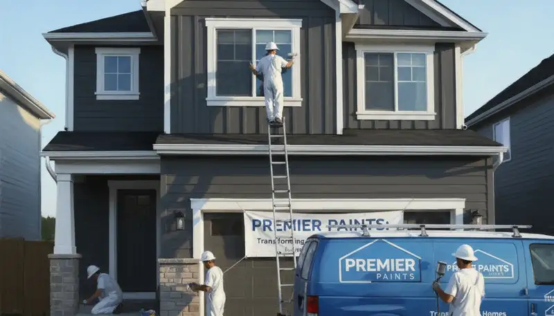 San Mateo, CA house painters applying exterior paint on a coastal home