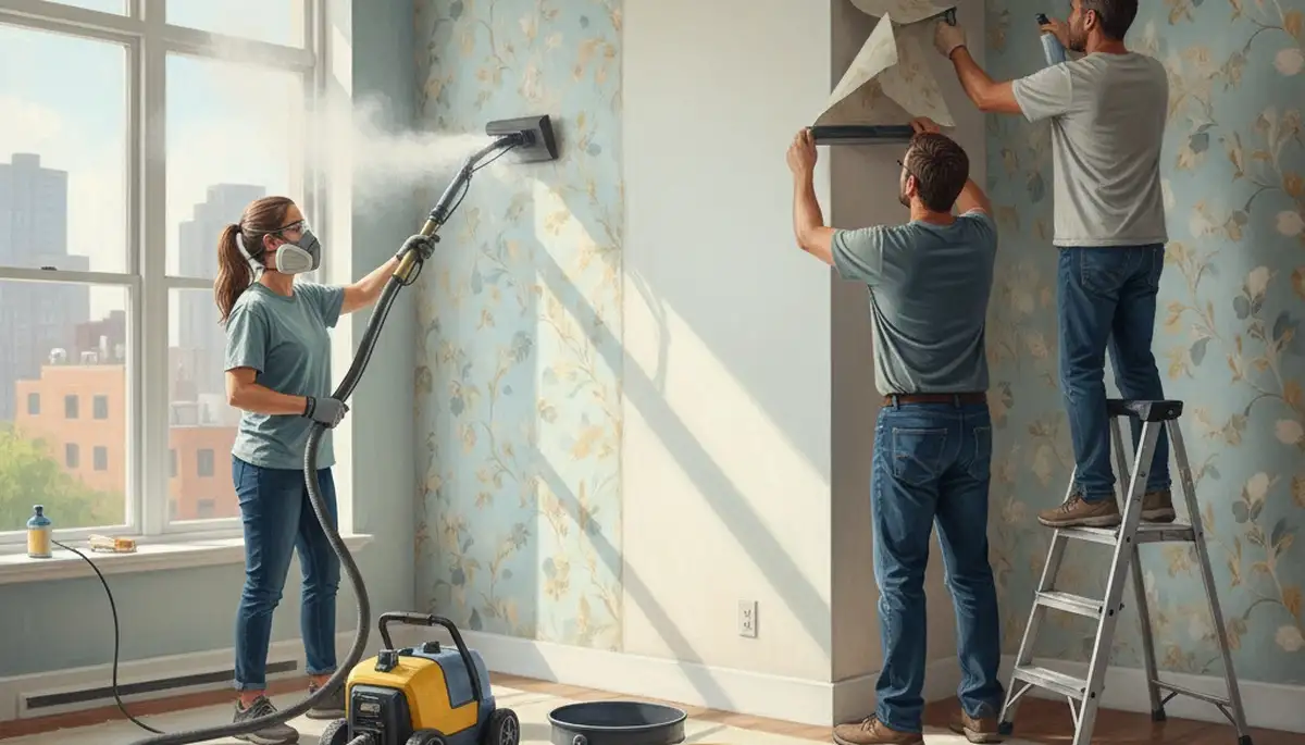 Wallpaper removal service in San Mateo, CA preparing walls for painting by San Mateo Paint Pros